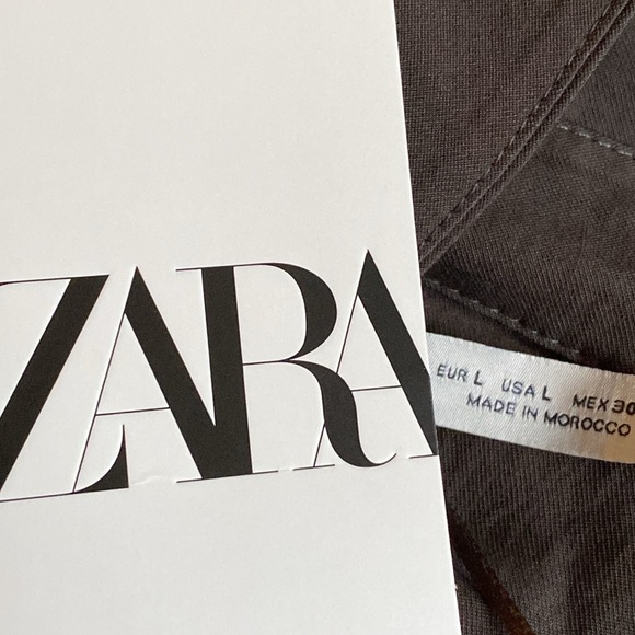 NWT. Zara ZW COLLECTION Anthracite Grey Viscose +Wrap Midi Shirtdress. Size L. - Picture 9 of 11